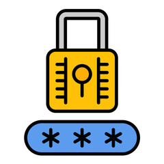 Password Locked Line Color Icon