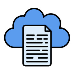 Cloud Document Line Color Icon
