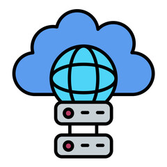 Cloud Hosting Line Color Icon