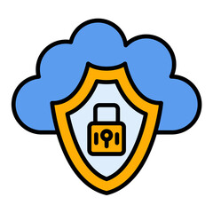Cloud Security Line Color Icon