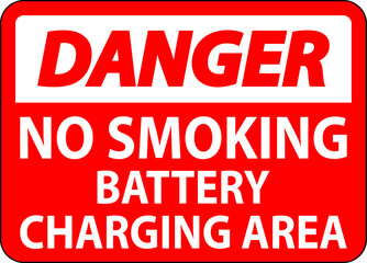 Danger Sign Battery Storage Area No Smoking