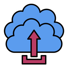 Cloud Upload Line Color Icon