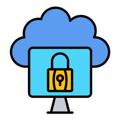 Cloud Protection Line Color Icon