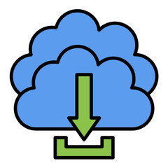 Cloud Download Line Color Icon
