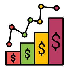 Growth Graph Line Color Icon