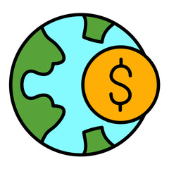 Global Currency Line Color Icon