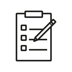 Checklist line icon. Report with pencil.