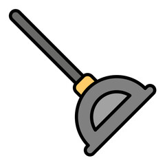 Toilet Plunger Line Color Icon