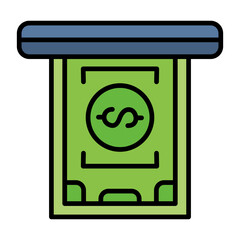 Cash Withdrawal Line Color Icon
