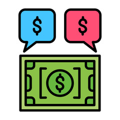 Money Discussion Line Color Icon