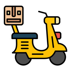 Delivery Scooter Line Color Icon