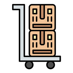 Package Trolley Line Color Icon