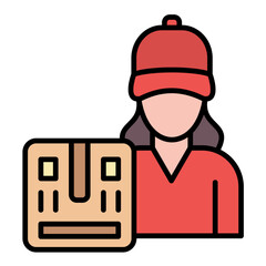 Delivery Women Line Color Icon