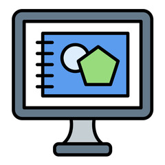 Digital Sketch Line Color Icon