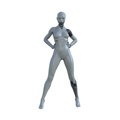 The ultimate gynoid robot women for futuristic science fiction scenes. 3d rendering illustration.