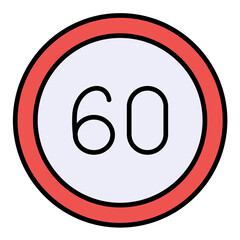 60 Speed Limit Line Color Icon