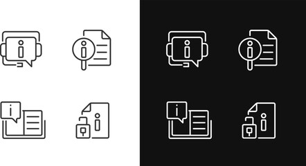 Client information support pixel perfect linear icons set for dark, light mode. Open list of typically answers. Thin line symbols for night, day theme. Isolated illustrations. Editable stroke