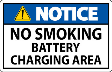 Notice Sign Battery Storage Area No Smoking