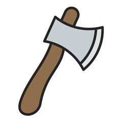 Wood Axe Line Color Icon