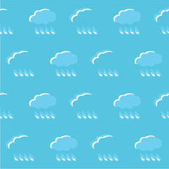 Blue cloud raindrop on blue seamless pattern stock vector illustration for web, for print, for wallpaper