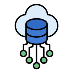 Cloud Storage Line Color Icon