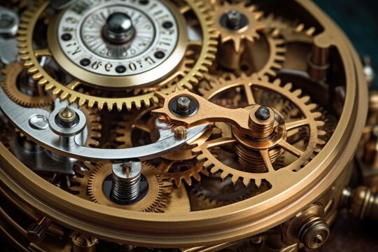 Vintage mechanism with gears and cogwheels. Generative AI