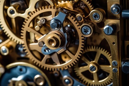 Vintage mechanism with gears and cogwheels. Generative AI