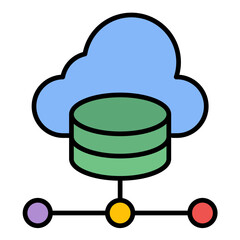 Cloud Database Line Color Icon