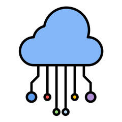 Cloud Computing Line Color Icon
