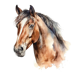 Obraz na płótnie Canvas Anmutiges Pferd in lebendigen Wasserfarben: Kraftvolles Tiermotiv mit natürlicher Eleganz