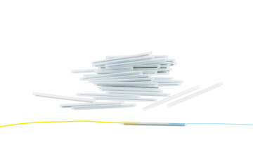 Stack of protection sleeve with optic fiber isolated on a white background