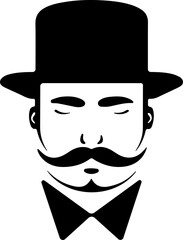 Man face beard and hat. Photo props. Vector illustration