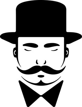 Man face beard and hat. Photo props. Vector illustration