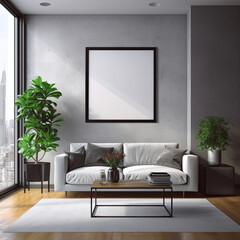 Living room picture with frame mockup