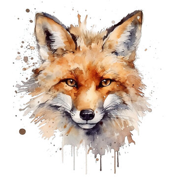 Anmutiger Fuchs in leuchtenden Wasserfarben: Wildtiermotiv mit nat&uuml;rlicher Eleganz