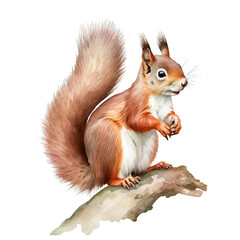 Verspieltes Eichhörnchen in lebendigen Wasserfarben: Natürliches Tiermotiv mit herbstlicher Atmosphäre