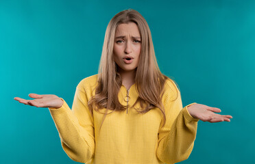 Upset woman asking - are you crazy. Quarreling lady showing stupid gesture. What