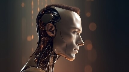 A robot man face representing ai. Generative ai.