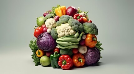 A realistic photo representing many vegetables. Generative ai.