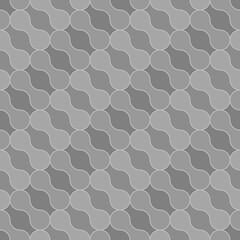 Repeated grey figures background. Rounded blocks wallpaper. Seamless surface pattern design with pavers. Mosaic motif. Digital paper for page fills, web designing, textile print. Vector illustration.