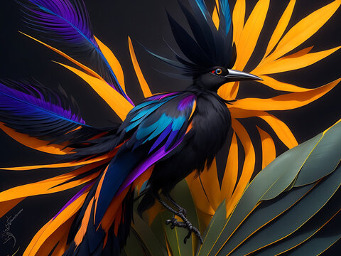 Colorful birds design. element decoration for posters and wall art, bird stylish creative background