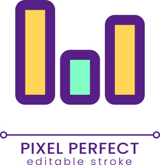Column chart pixel perfect RGB color ui icon. Business analytics online. Simple filled line element. GUI, UX design for mobile app. Vector isolated pictogram. Editable stroke. Poppins font used