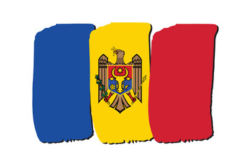 Moldova Flag with colored hand drawn lines in Vector Format