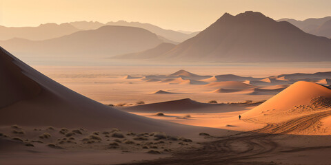 Fototapeta na wymiar Lonely person in the desert