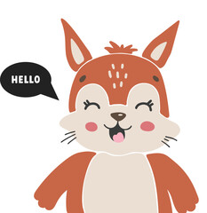 Squirrel animal isolated vector, Cute Animal squirrel, Forest Clipart, Portrait animal vector, Baby animal element	