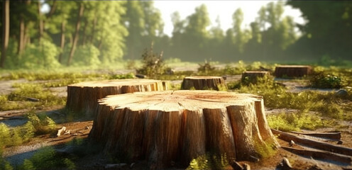 Chopped tree stump. Generative AI