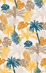 Abstract tropics seamless pattern. Jungle vector art - hand drawn exotic illustration for summer design prints.