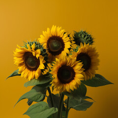 Still life sunflower composition. Generative AI.