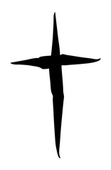 Handdrawn christian cross symbol, hand painted with ink brush. Png clipart isolated on transparent...