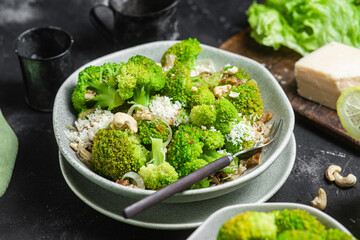 Broccoli and Onion Salad with Cashews and Parmesan
